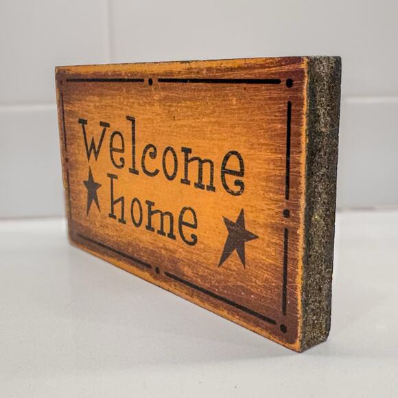 Vintage Rustic Country Farmhouse “Welcome Home” Wood Tabletop Decor Sign-5” x 7” - Picture 4 of 6